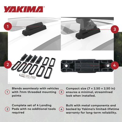 YAKIMA Landing Pad 25 Fixed Point Tower Installation Mounts for Rail Rooftops - VMInnovations