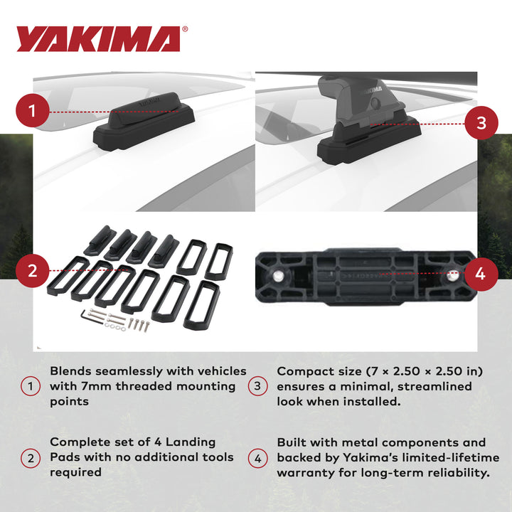 YAKIMA Landing Pad 25 Fixed Point Tower Installation Mounts for Rail Rooftops