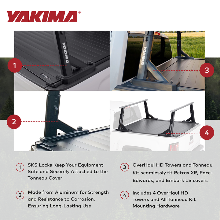 Yakima OverHaul HD Towers w/Tonneau Kit Mounting Hardware, Black (For Parts)