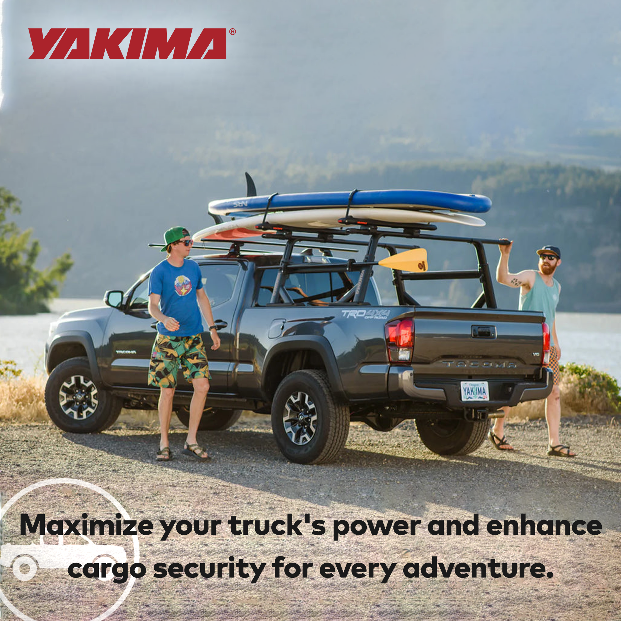 Yakima Aluminum OverHaul HD Towers with Tonneau Kit Mounting Hardware, Black - VMInnovations