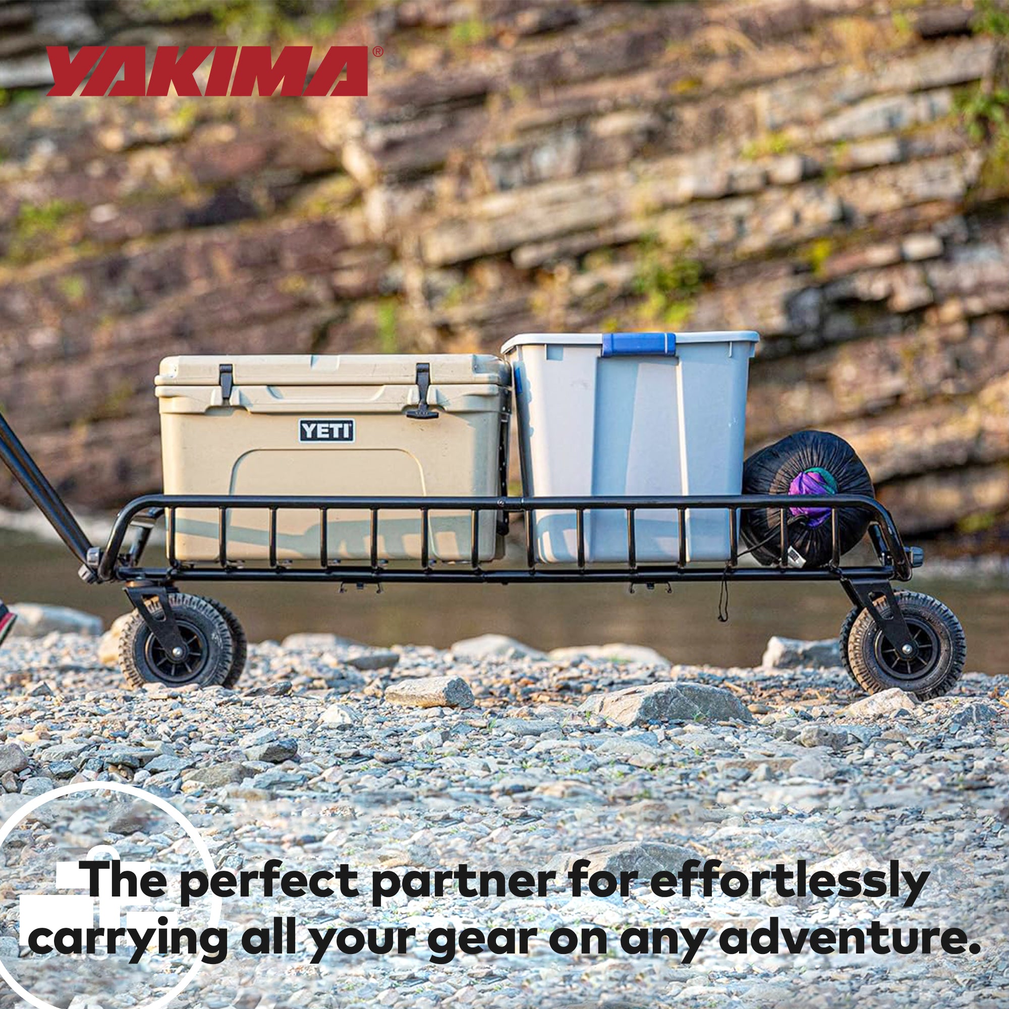 Yakima EXO WarriorWheels Sturdy Heavy Duty Aluminum Cargo Basket Cart Kit, Black - VMInnovations