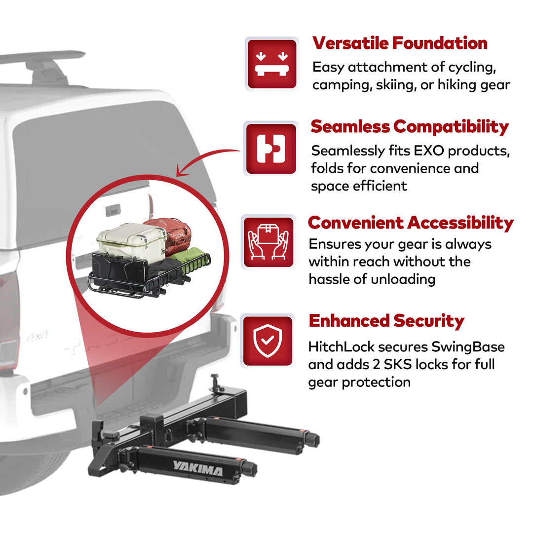 Yakima SwingBase 2" Hitch Base Rack Storage System w/HitchLock, Black (Open Box)