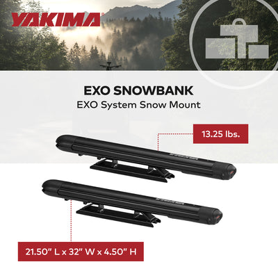 Yakima EXO SnowBank 5 Ski or 4 Snowboard Universal Mount Travel Roof Rack, Black - VMInnovations