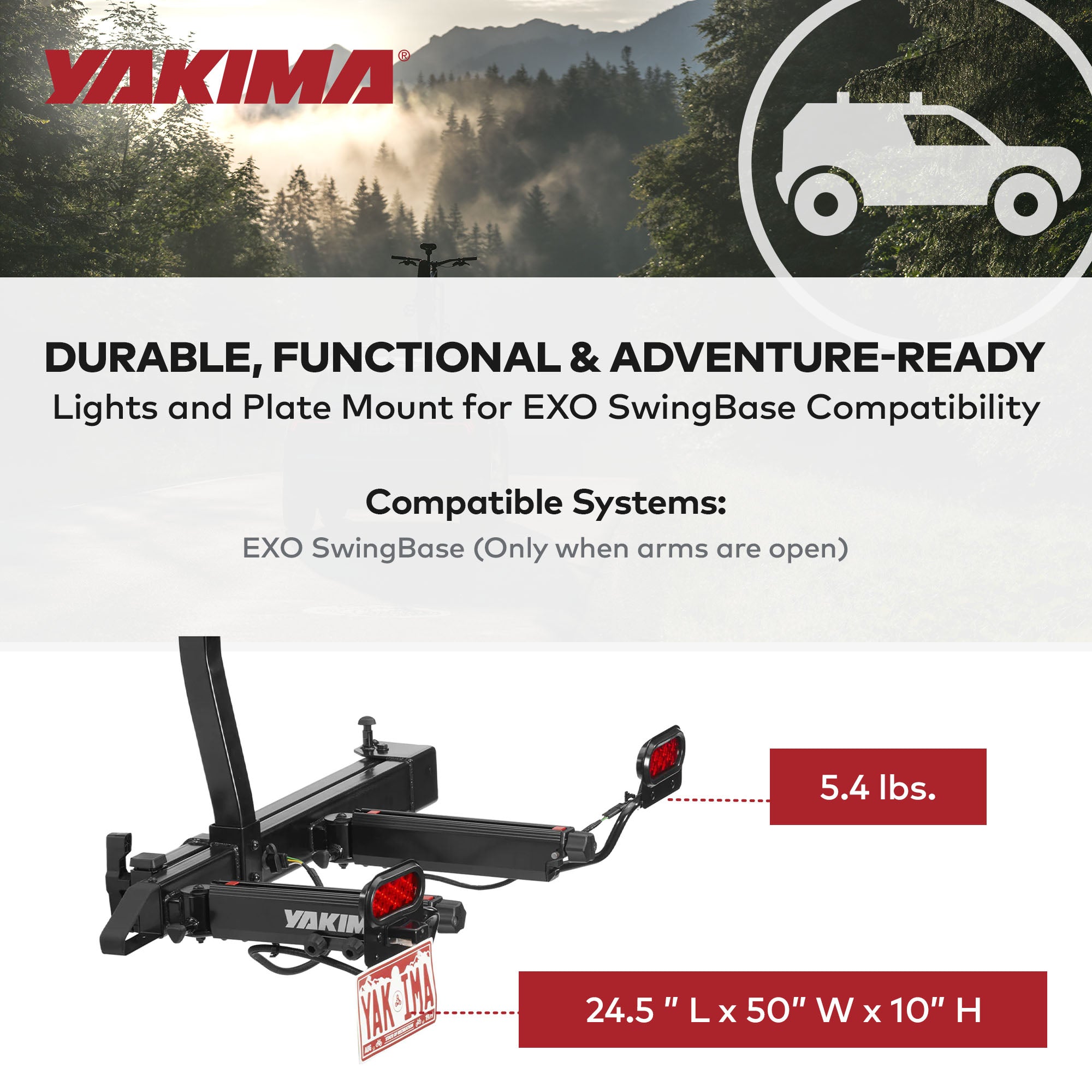 YAKIMA 5.4 lb EXO LitKit w/ Tail Lights Accessory for EXO Hitch System(Open Box) - VMInnovations