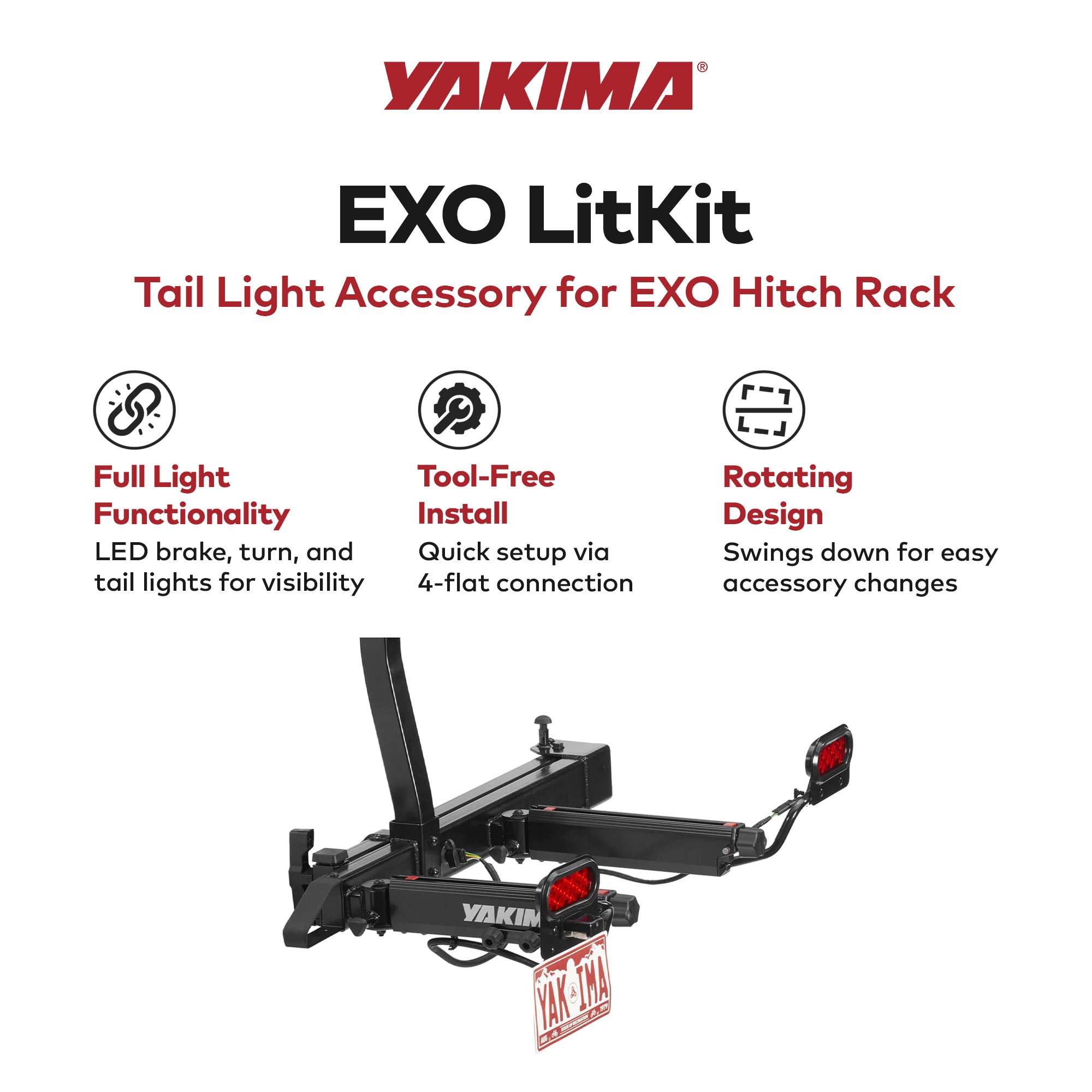 YAKIMA 5.4 lb EXO LitKit w/ Tail Lights Accessory for EXO Hitch System(Open Box) - VMInnovations