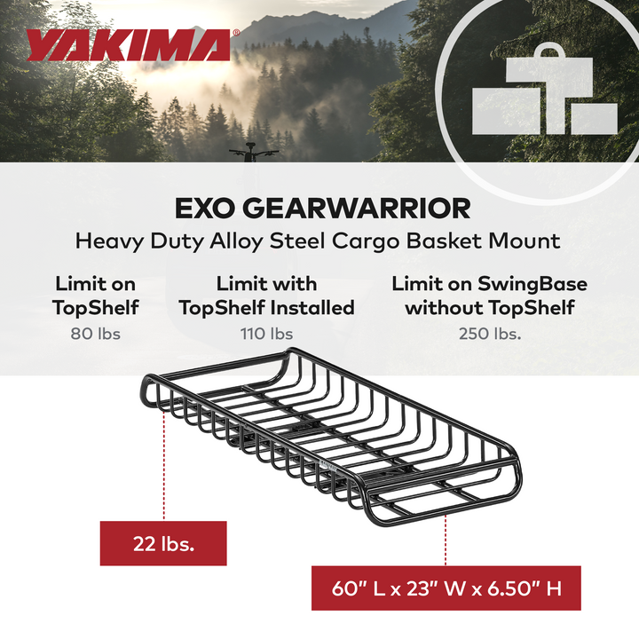 Yakima EXO GearWarrior Heavy Duty Alloy Steel Cargo Basket Mount, Blk (Open Box)