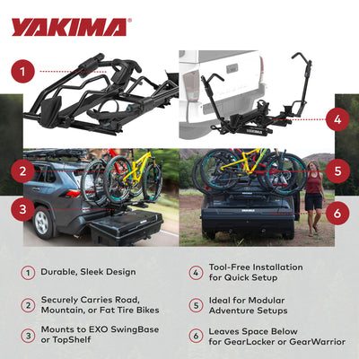 Yakima EXO DoubleUp 2 Bike Capacity for EXO SwingBase or EXO TopShelf, Black - VMInnovations