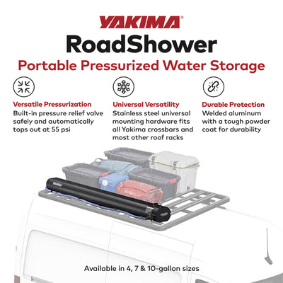 YAKIMA RoadShower 10 Gal Portable Pressurized Water Storage, Black (Open Box) - VMInnovations