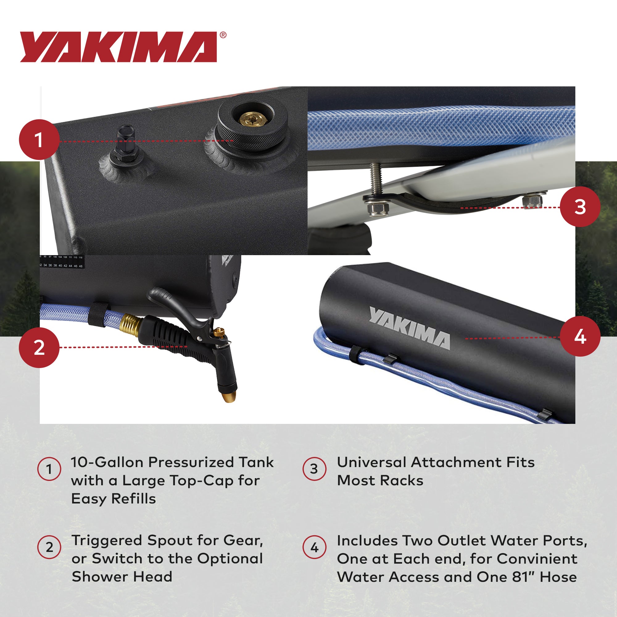 YAKIMA RoadShower 10 Gal Portable Pressurized Water Storage, Black (Open Box) - VMInnovations