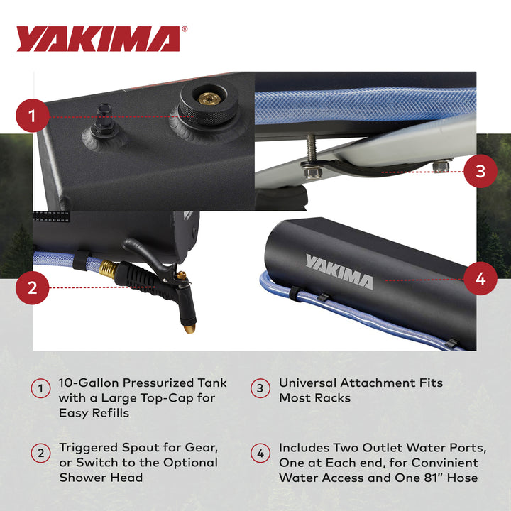 YAKIMA RoadShower 10 Gal Portable Pressurized Water Storage, Black (Open Box)