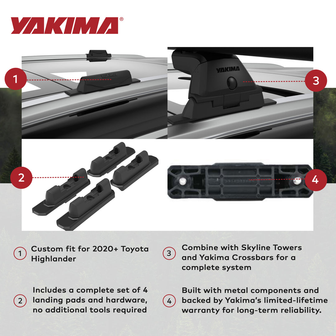 YAKIMA Landing Pad for SkyLine Towers and StreamLine Crossbars, Black, Set of 4 - VMInnovations