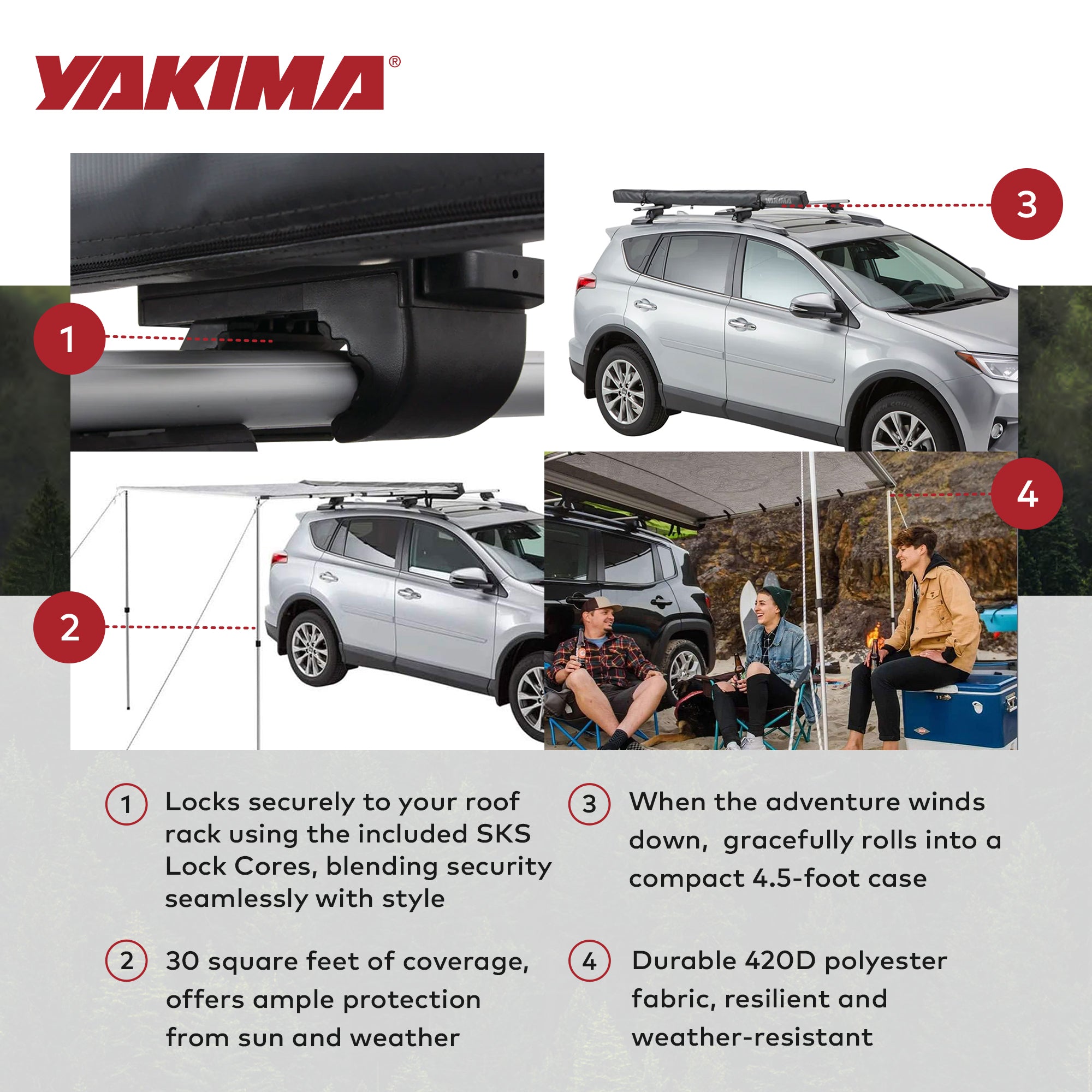 Yakima SlimShady 4.5" Lightweight Roof Mounted Awning w/Included SKS Lock (Used) - VMInnovations