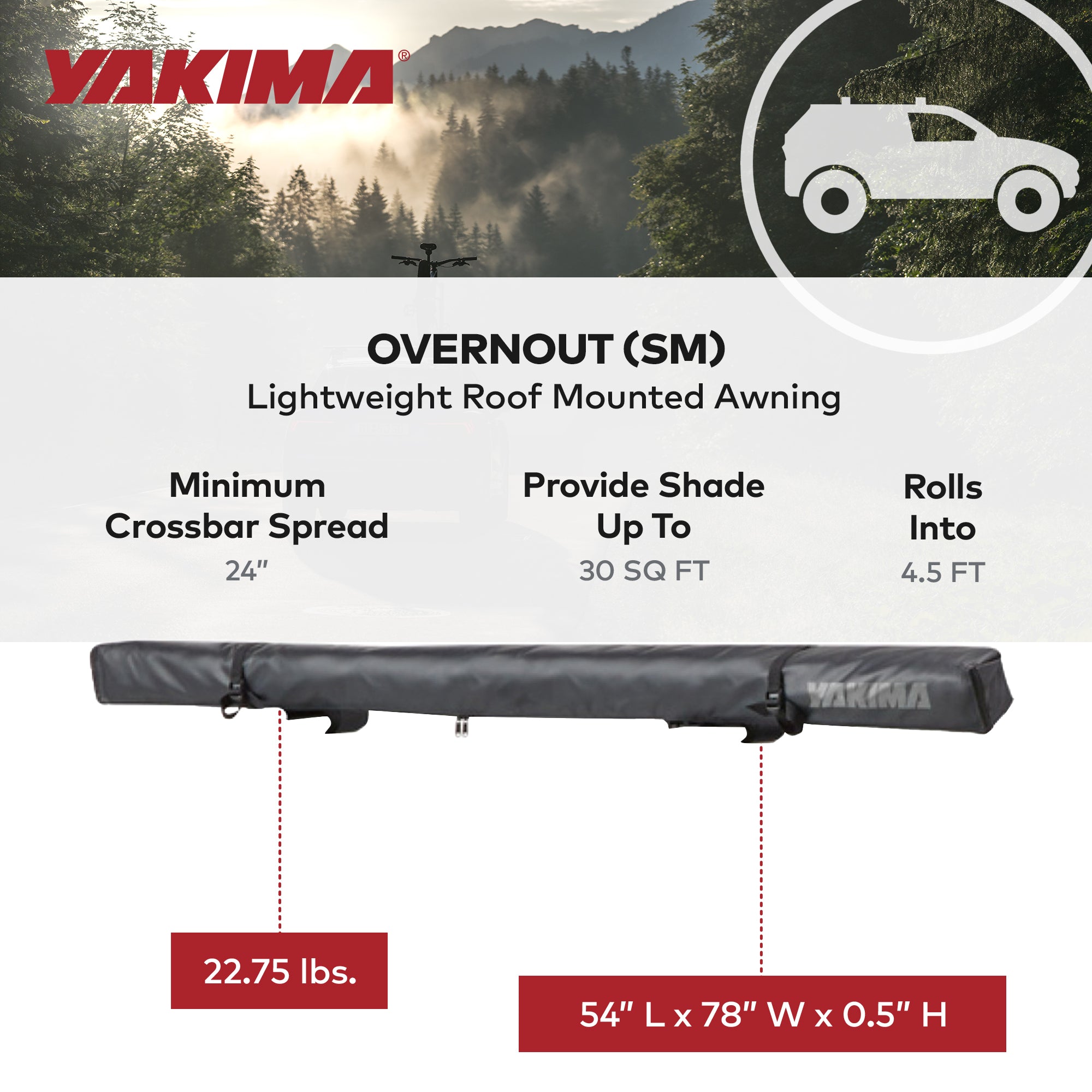 Yakima SlimShady 4.5" Lightweight Roof Mounted Awning w/Included SKS Lock (Used) - VMInnovations
