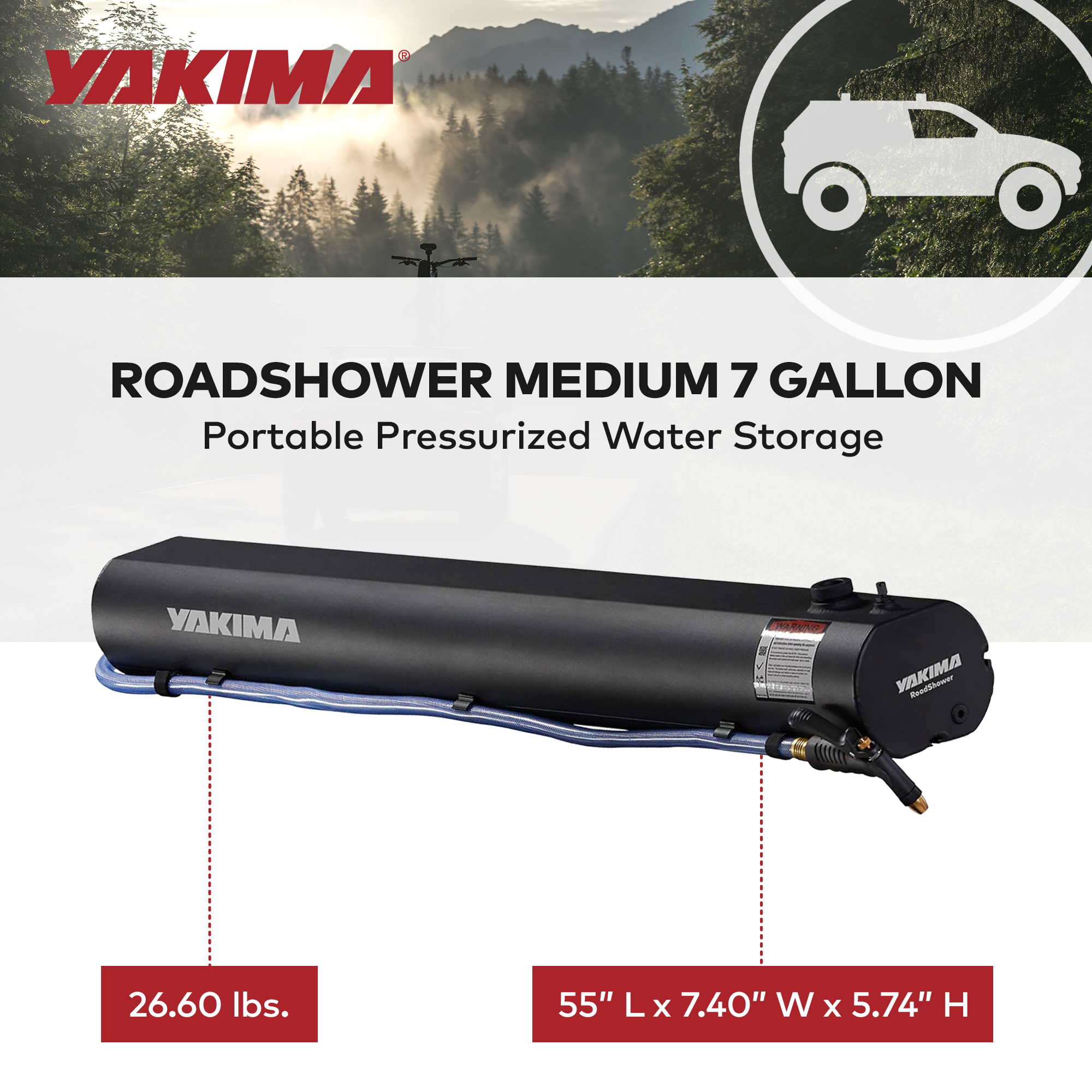 YAKIMA RoadShower Medium 7 Gal Portable Pressurized Water Storage, Black (Used) - VMInnovations