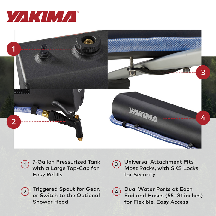 YAKIMA RoadShower Medium 7 Gallon Pressurized Water Storage, Black (Open Box)