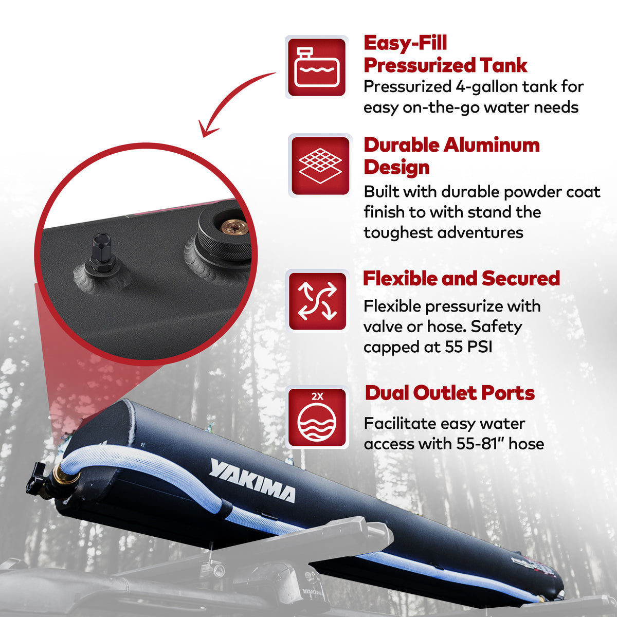 YAKIMA RoadShower Small 4 Gal Portable Pressurized Water Storage, Black (Used)