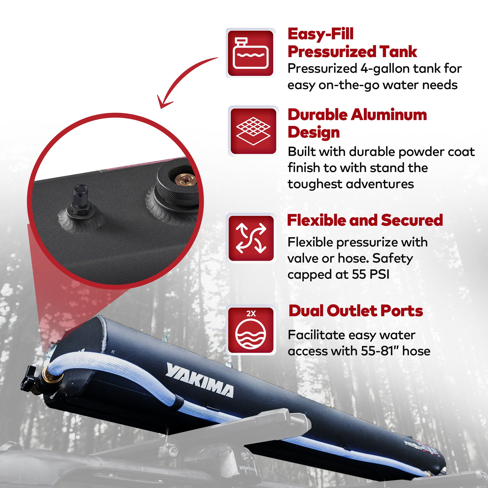 YAKIMA RoadShower Small 4 Gal Portable Pressurized Water Storage, Black (Used)