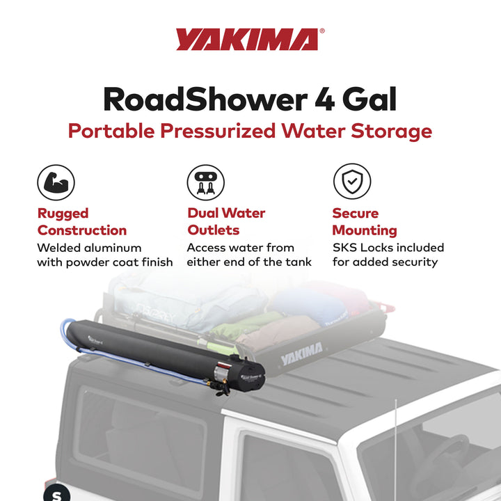 YAKIMA RoadShower Small 4 Gal Portable Aluminum Pressurized Water Storage, Black