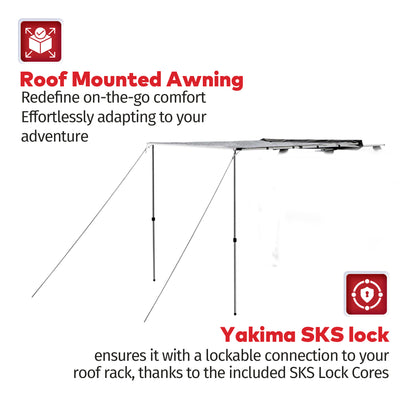 Yakima 6.5ft Lightweight Roof Mounted Awning w/Included SKS Lock (For Parts)