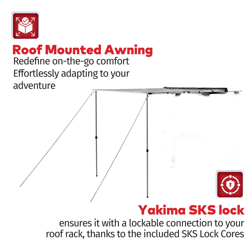 Yakima SlimShady 6.5 Foot Lightweight Roof Mounted Awning with Included SKS Lock