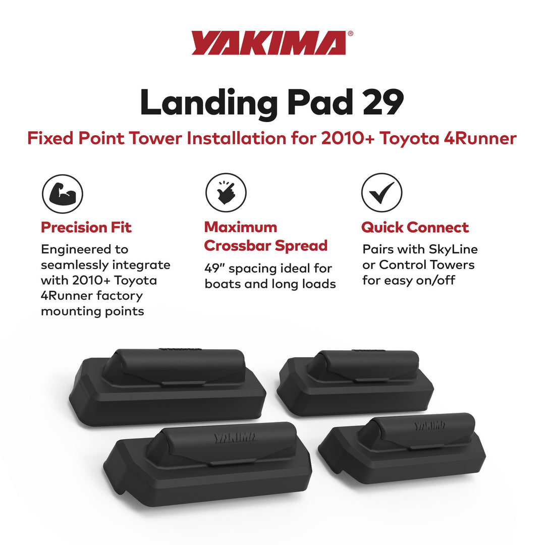 YAKIMA Landing Pad 29 Fixed Point Tower Installation Mounts for Rail Rooftops - VMInnovations