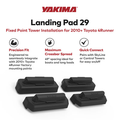 YAKIMA Landing Pad 29 Fixed Point Tower Mounts for Rail Rooftops (Open Box)