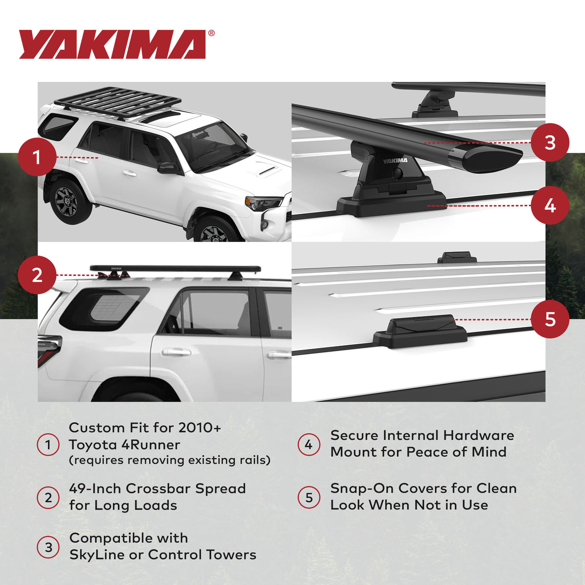 YAKIMA Landing Pad 29 Fixed Point Tower Mounts for Rail Rooftops (Open Box)