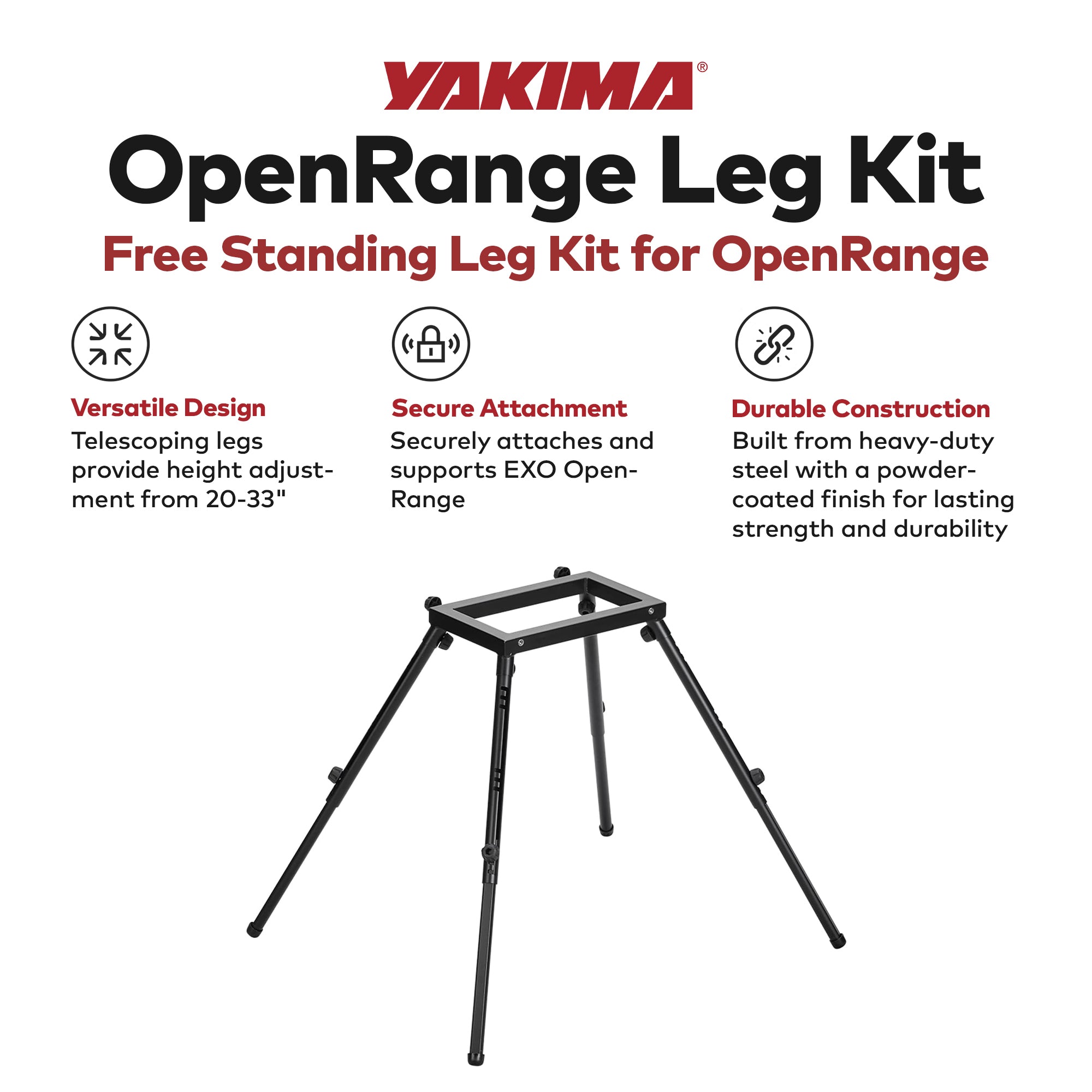 Yakima EXO OpenRange Steel Leg Kit Free Standing 20-30" Adjustable Support Stand - VMInnovations