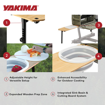 Yakima EXO OpenRange 13 x 27 Inch Wooden Side Table and Nesting Cutting Board - VMInnovations