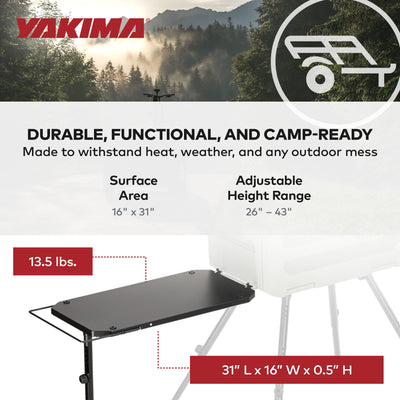 Yakima EXO OpenRange 16 x 31 in. Metal Side Table for Stove Propane Tanks, Black - VMInnovations