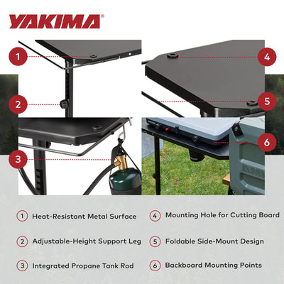Yakima EXO OpenRange 16 x 31 in. Metal Side Table for Stove Propane Tanks, Black - VMInnovations