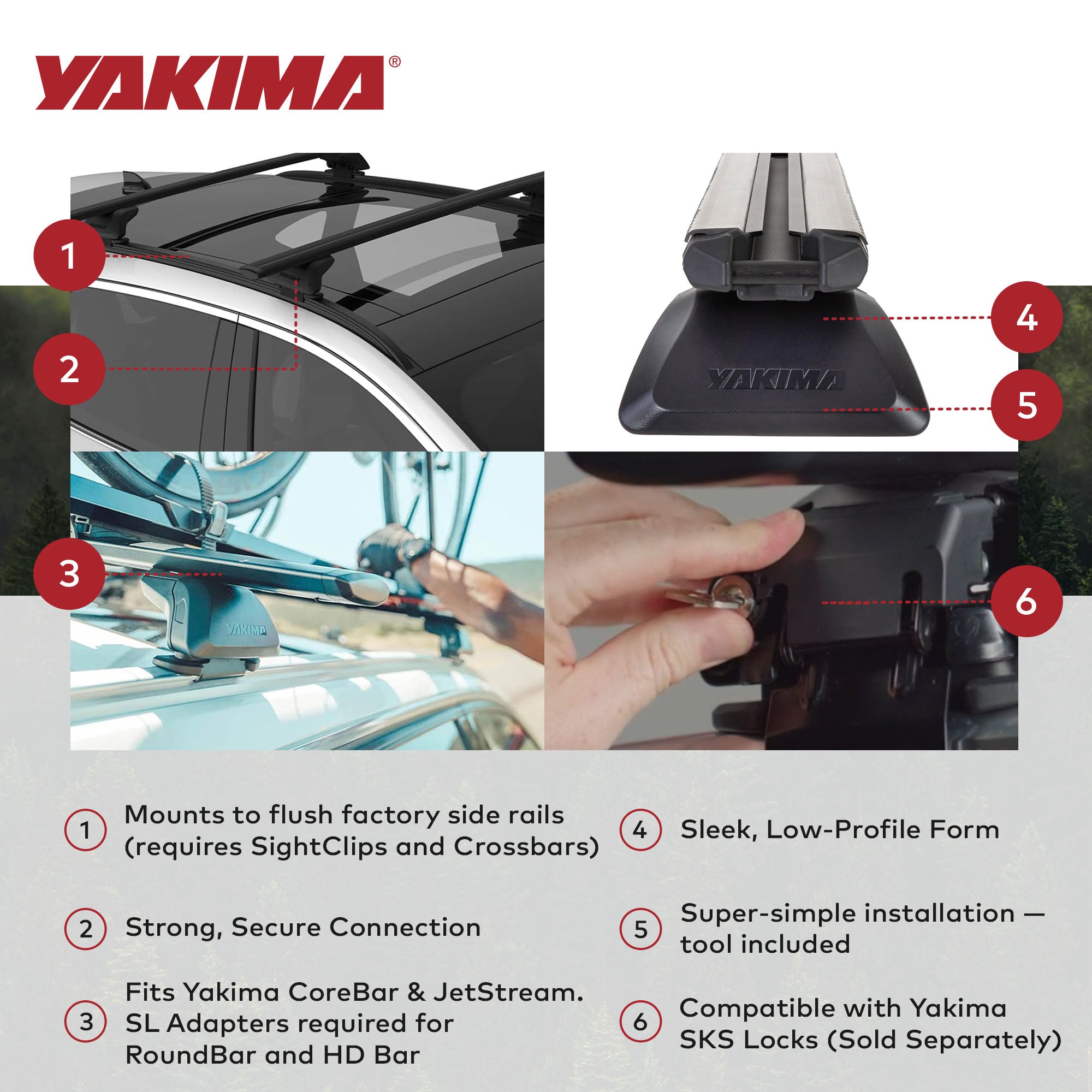 Yakima SightLine Roof Rack Tower For Vehicles w/ Flush-Mounted Side Rails (Used)