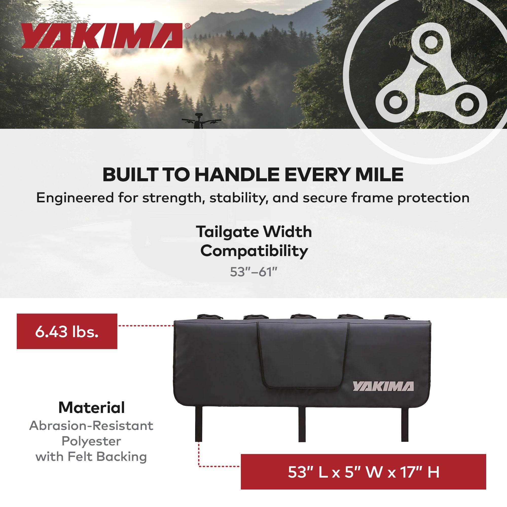 Yakima GateKeeper Truck Bed Tailgate Pad for Transport, Up to 6 Bikes, Black - VMInnovations