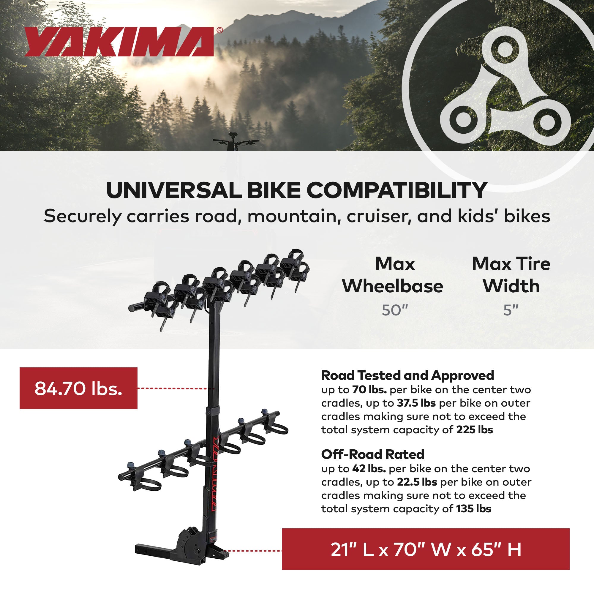 Yakima HangTight 6 Vertical Hanging Hitch Bike Rack for 2 Inch Hitch Receivers - VMInnovations