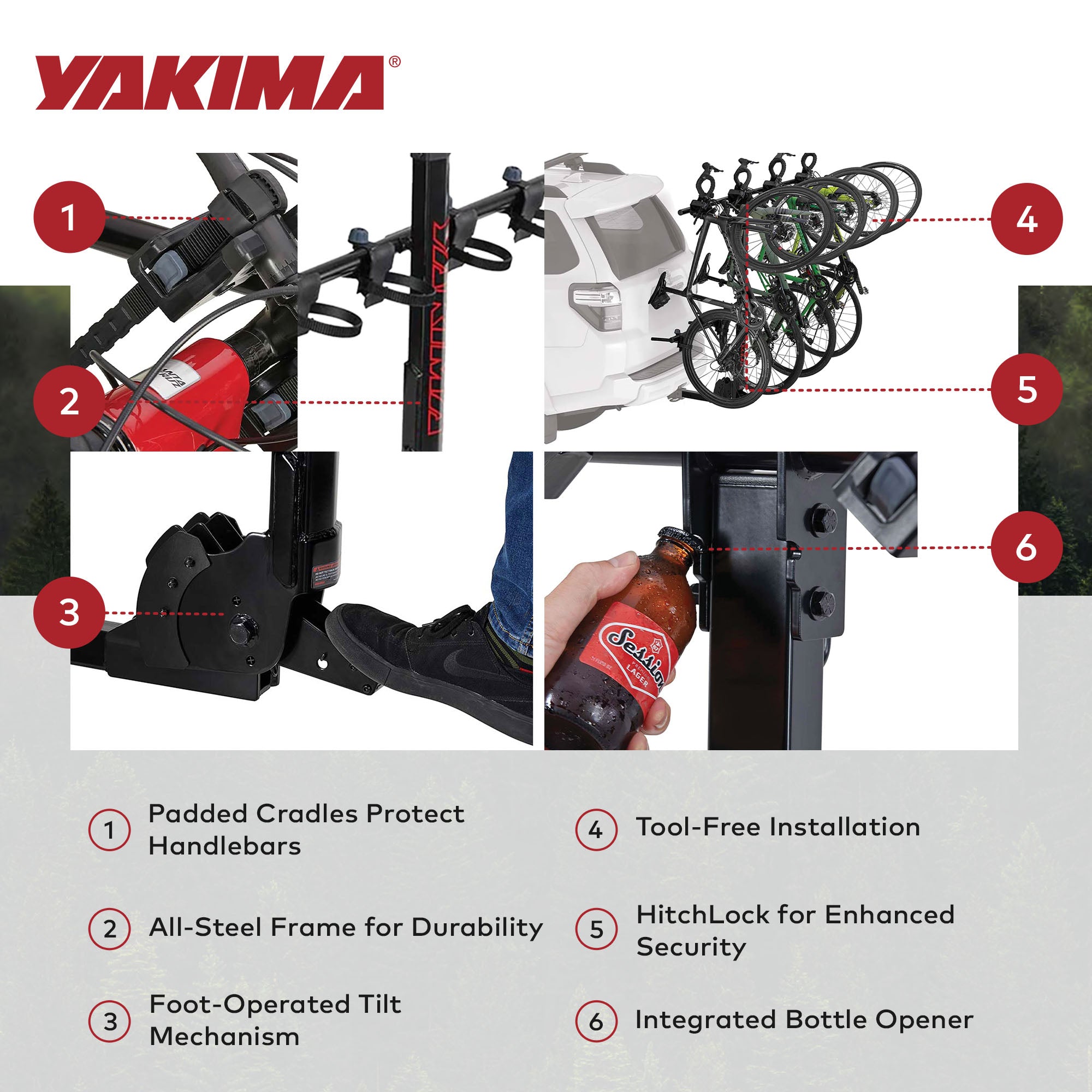 Yakima HangTight 6 Vertical Hanging Hitch Bike Rack for 2 Inch Hitch Receivers - VMInnovations