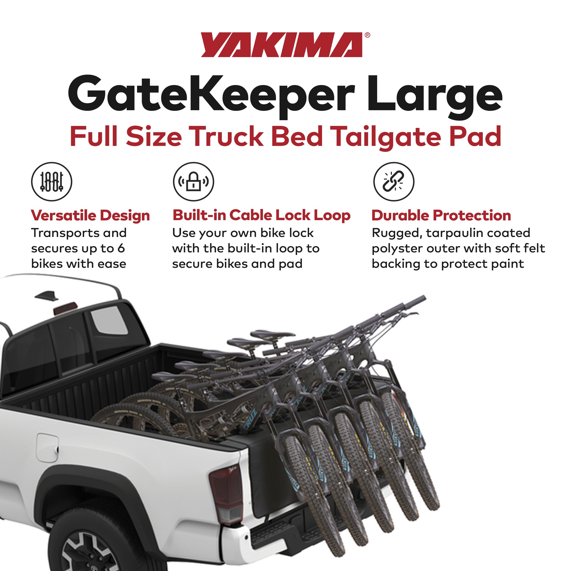 Yakima Full Size Truck Bed Large Polyester Tailgate Bike Pad, Black (Used) - VMInnovations