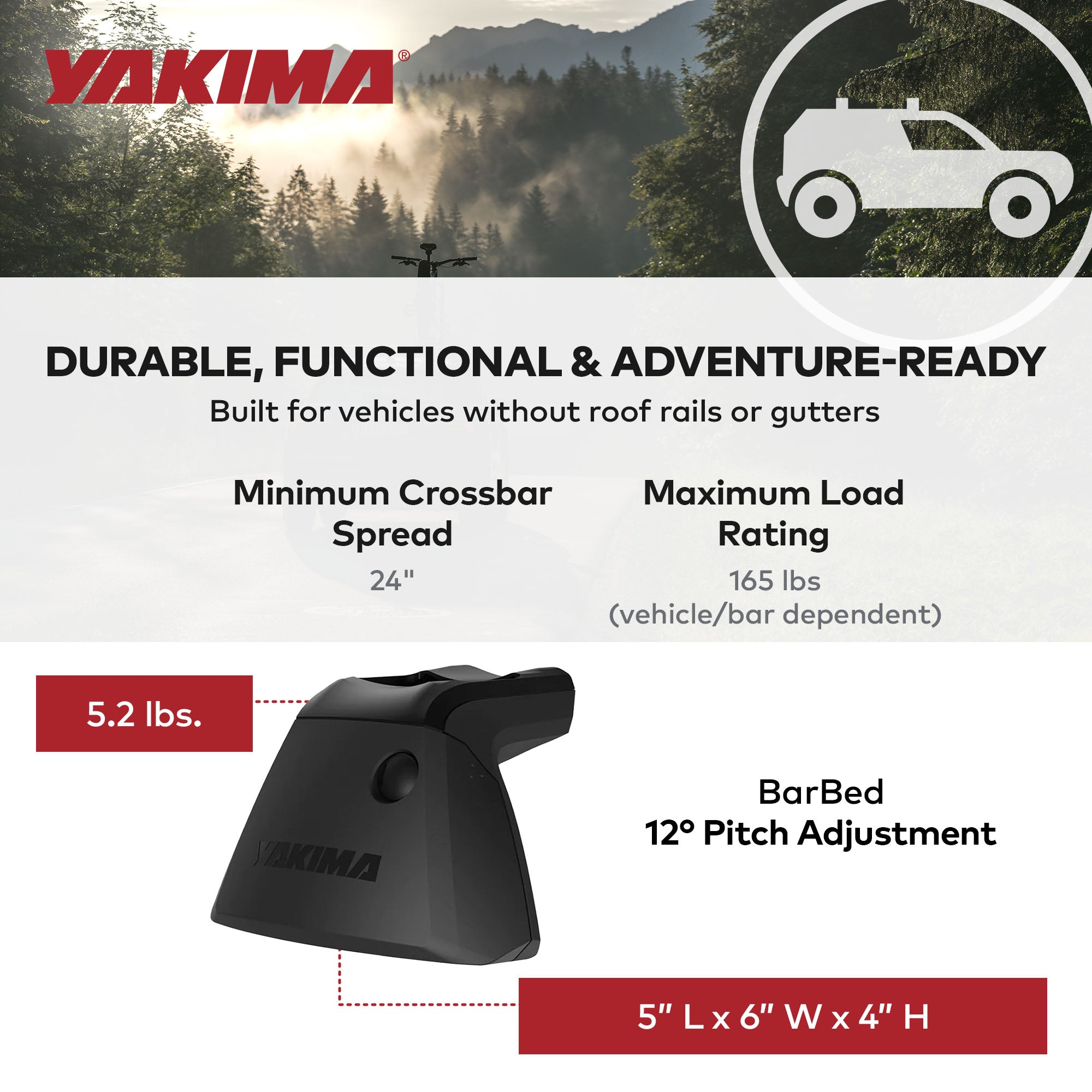 YAKIMA Adjustable Rack Towers for Vehicles with Naked Roof, Set of 4 (Open Box)