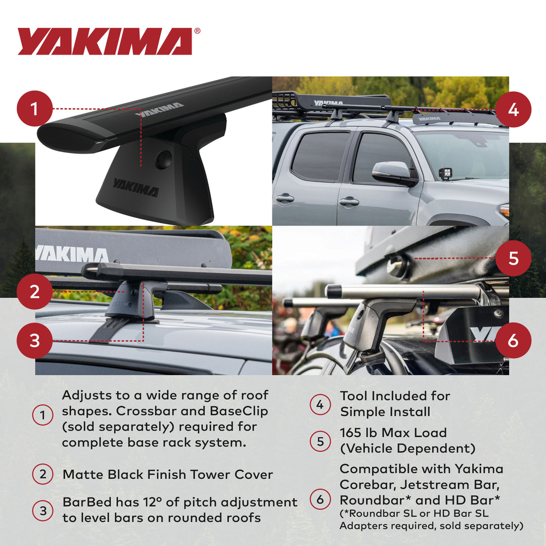 YAKIMA Adjustable Rack Towers for Vehicles with Naked Roof, Set of 4 (Open Box)
