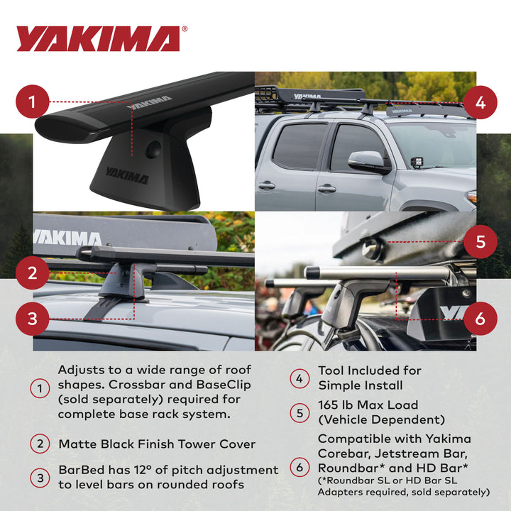 YAKIMA Adjustable Rack Towers for Vehicles with Naked Roof, Set of 4 (Open Box)