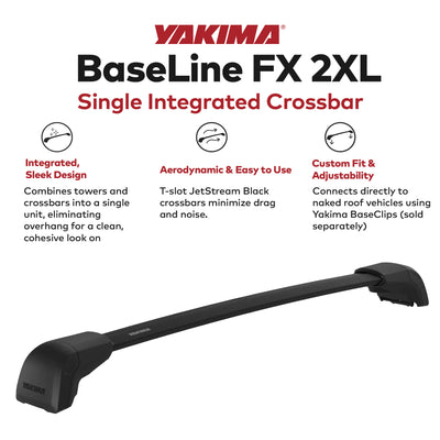 Yakima 2XL Single Integrated Crossbar for Naked Roof Vehicles, Black (Open Box)
