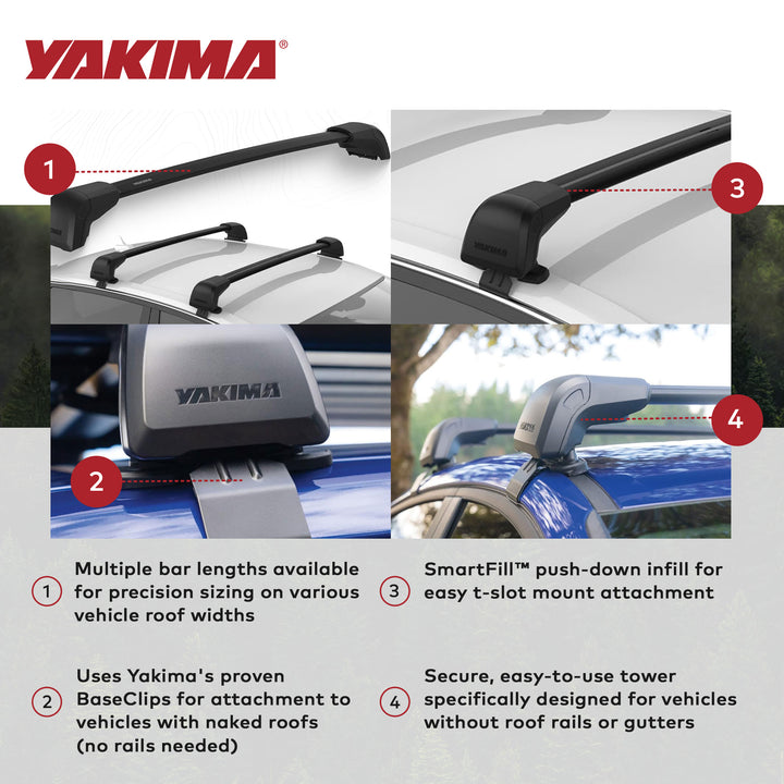 Yakima 2XL Single Integrated Crossbar for Naked Roof Vehicles, Black (Open Box)