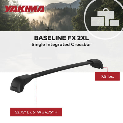 Yakima BaseLine FX 2XL Single Integrated Crossbar for Naked Roof Vehicles, Black - VMInnovations