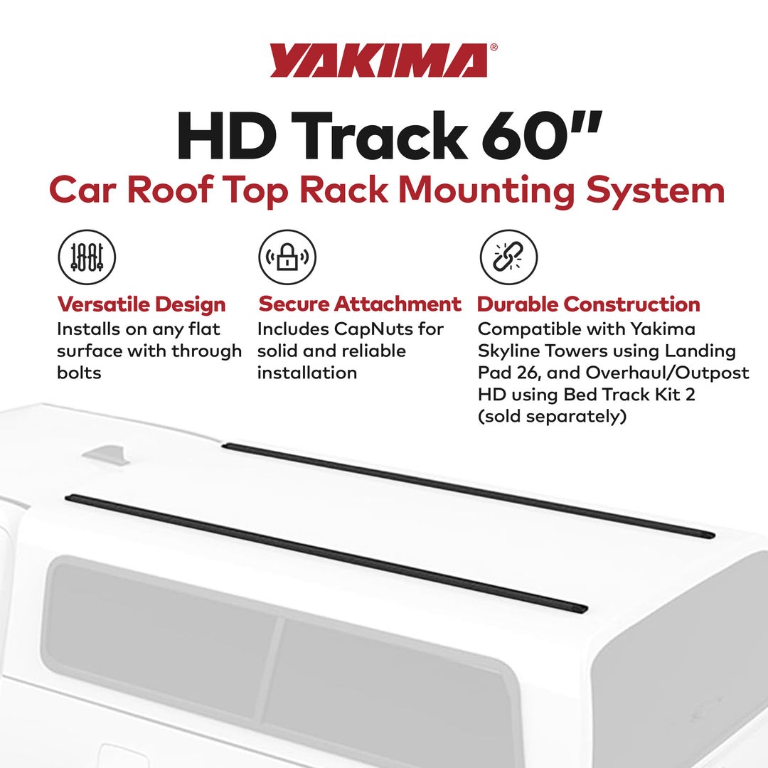 Yakima HD Track 60' Car Roof Top Rack Mounting System w/CapNuts, Black(Open Box)