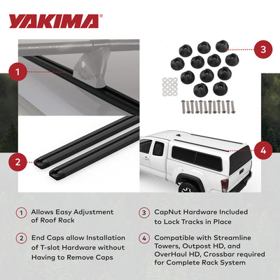 Yakima HD Track 60' Car Roof Top Rack Mounting System w/CapNuts, Black(Open Box) - VMInnovations