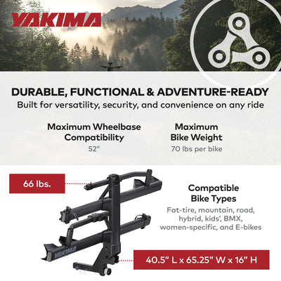 Yakima StageTwo Premium Bike Tray Hitch Bike Rack Compatible w/ 52" Wheelbases - VMInnovations
