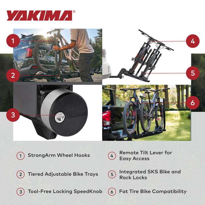 Yakima StageTwo Premium Bike Tray Hitch Bike Rack Compatible w/ 52" Wheelbases