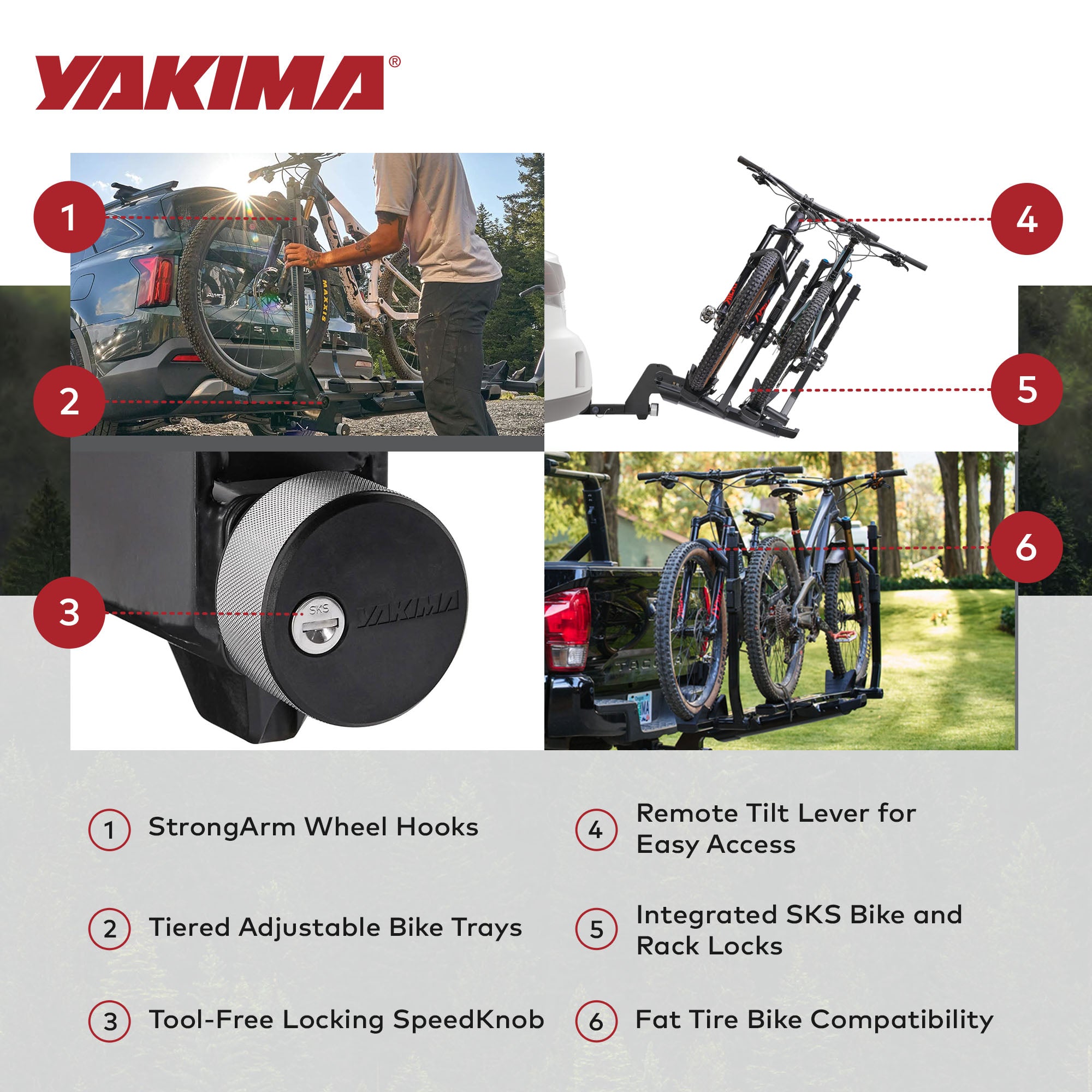 Yakima StageTwo Premium 4 Bike Hitch Bike Rack Accommodates 52" Wheelbases(Used)