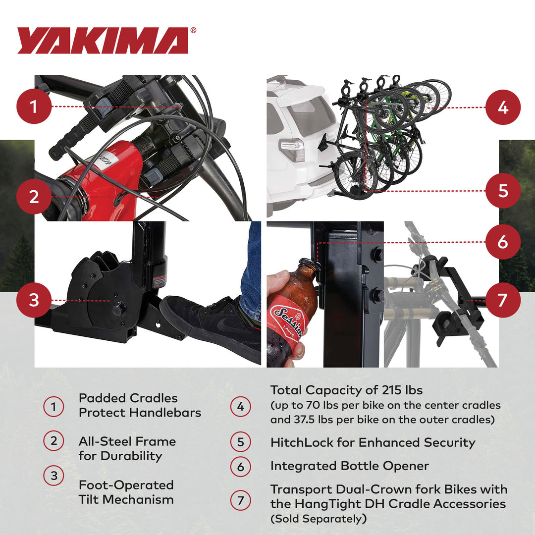 Yakima HangTight 4 Vertical Hanging Hitch Bike Rack for 2 Inch Hitch Receivers - VMInnovations