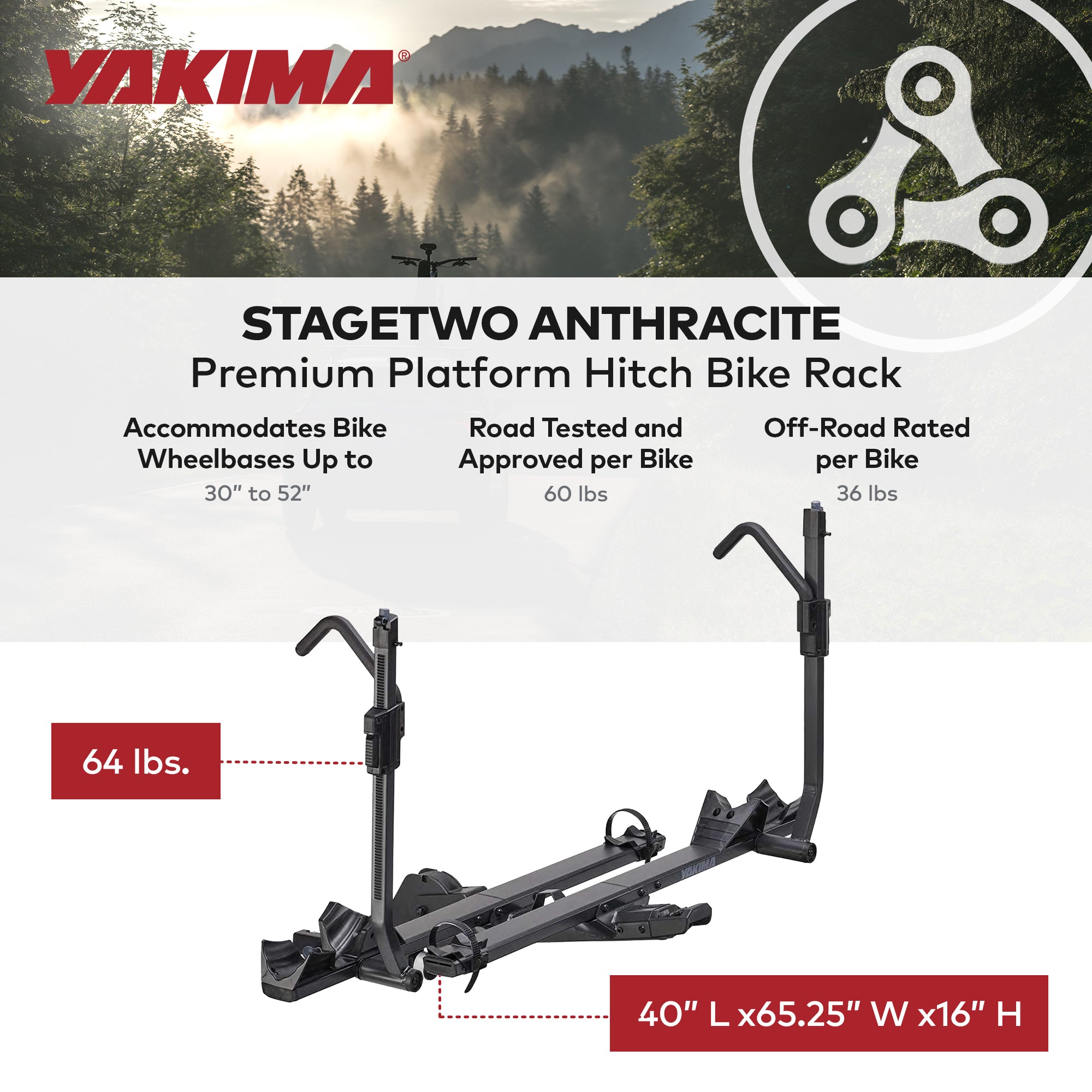 Yakima 4 Bike Tray Hitch Bike Rack Compatible w/ 52" Wheelbases (Open Box)