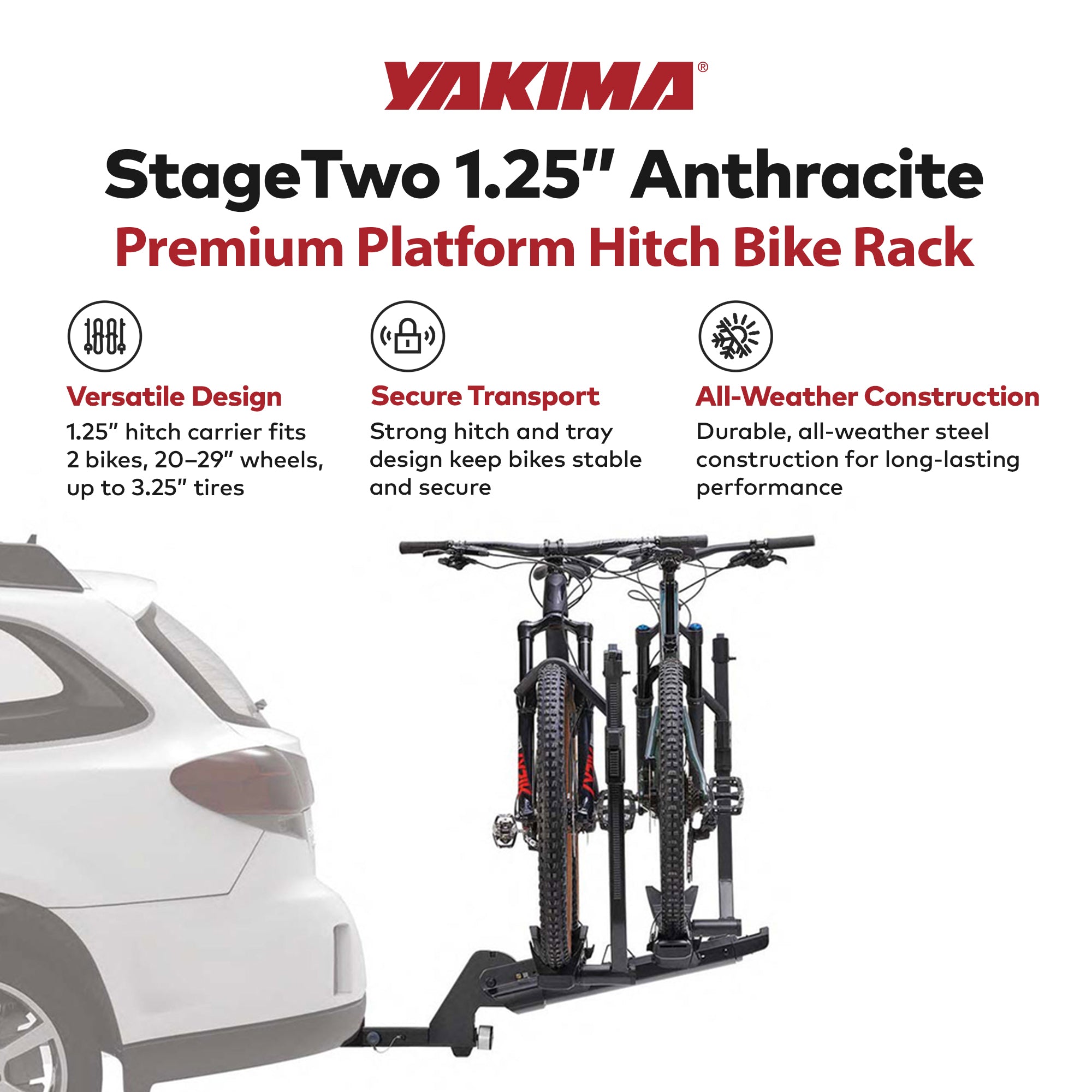 Yakima 4 Bike Tray Hitch Bike Rack Compatible w/ 52" Wheelbases (Open Box)